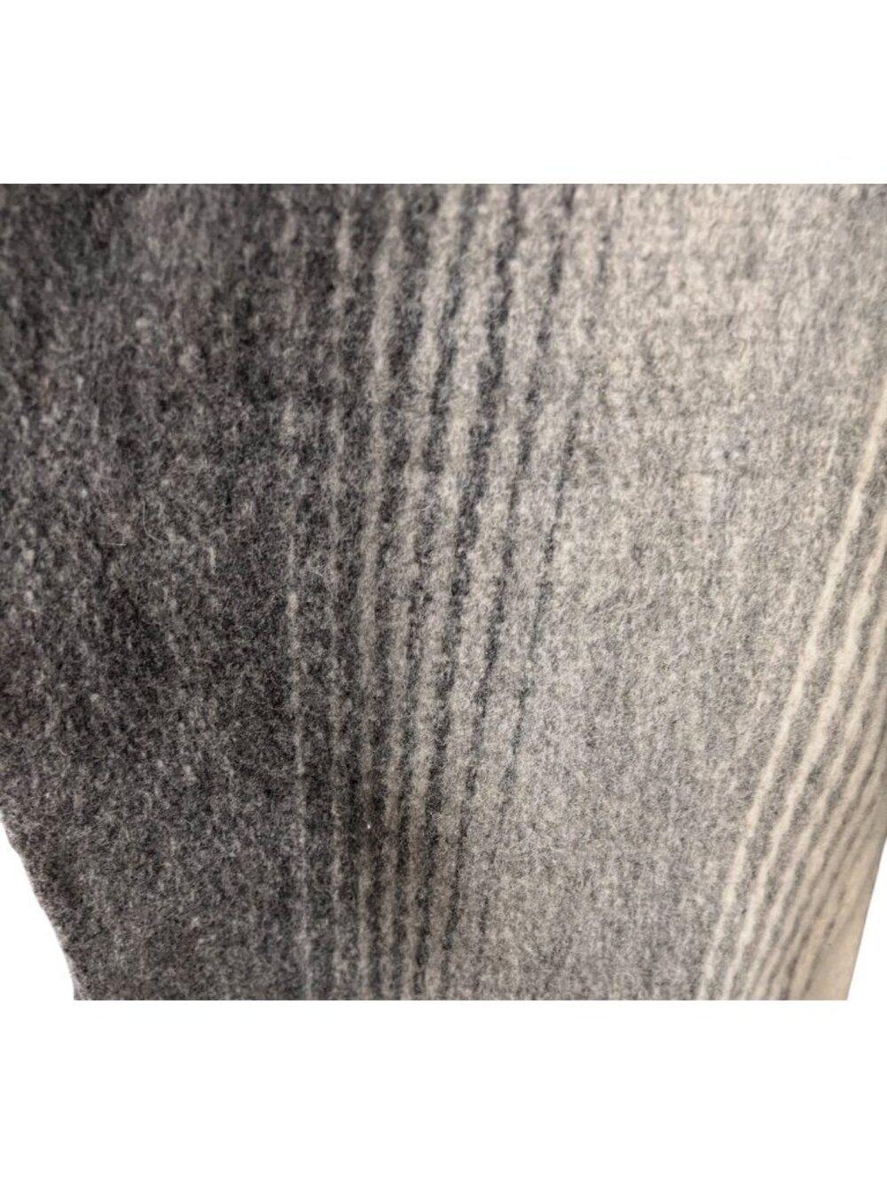 Hooded Llama Poncho With Gray & Creamy White Stripes For Adults One Size - Picture 2 of 8
